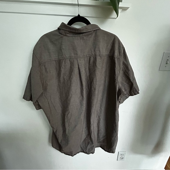Men’s CARHARTT XL brown grey button up collared shirt linen feel relaxed fit - Picture 4 of 11